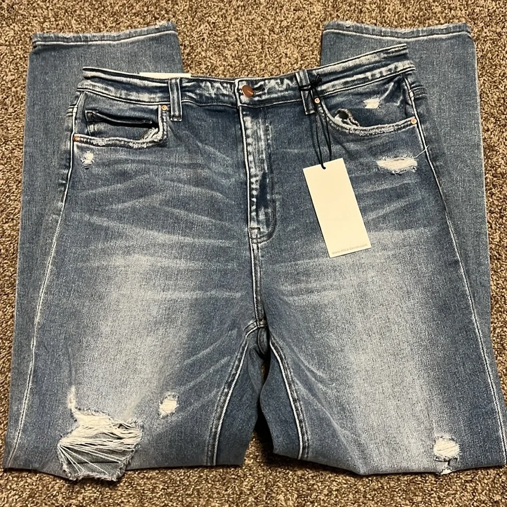 Mica denim super high‎ straight leg jeans NWT - Picture 3 of 5